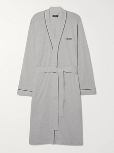 Hugo Boss Cotton-jersey Robe In Gray