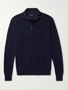 Polo Ralph Lauren Cashmere Half-zip Sweater In Midnight Blue