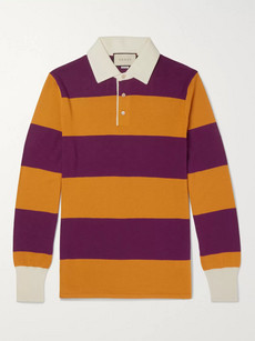 GUCCI EMBROIDERED STRIPED WOOL RUGBY SHIRT