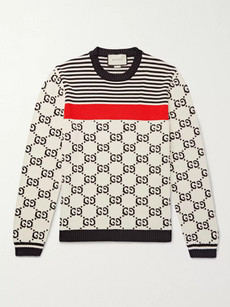 Gucci Cotton-jacquard Sweater In White | ModeSens