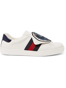 GUCCI ACE EMBROIDERED LEATHER trainers