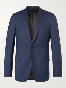 PAUL SMITH BLUE SOHO PUPPYTOOTH WOOL AND SILK-BLEND SUIT JACKET