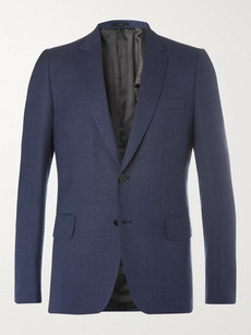 Paul Smith Blue Soho Puppytooth Wool And Silk-blend Suit Jacket In Navy