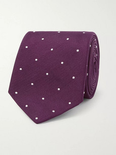 Paul Smith 7cm Polka-dot Embroidered Silk Tie In Merlot
