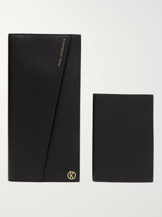 Kingsman Smythson Panama Cross-grain Leather Travel Wallet In Black