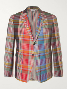 Thom Browne Checked Wool Blazer In Red