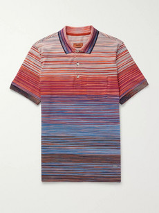 MISSONI SPACE-DYED COTTON-JERSEY POLO SHIRT - BLUE