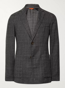 Barena Venezia Grey Slim-fit Unstructured Prince Of Wales Checked Wool Blazer - Gray