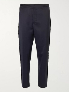 Barena Venezia Tapered Stretch-virgin Wool Twill Trousers In Navy