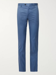 Etro Blue Slim-fit Stretch-cotton Suit Trousers