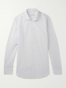 Etro Slim-fit Paisley-print Cotton-seersucker Shirt In White