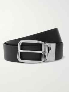 Ermenegildo Zegna 3.5cm Black Reversible Leather Belt - Black