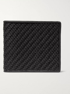 Ermenegildo Zegna Pelle Tessuta Leather Billfold Wallet In Black