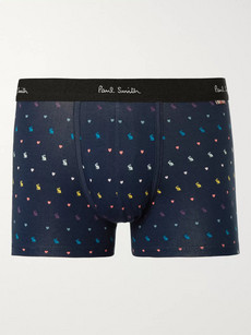 Paul Smith Printed Stretch-cotton Boxer Briefs In Navy