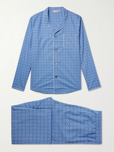Derek Rose Ledbury 5 Printed Cotton Pyjama Set - Blue