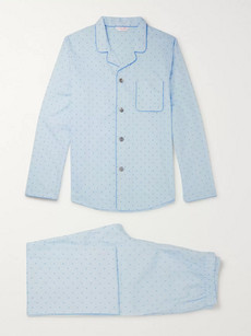 Derek Rose Nelson Cotton-jacquard Pyjama Set - Blue