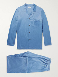Derek Rose Bari Pin-dot Cotton Pyjama Set - Light Blue