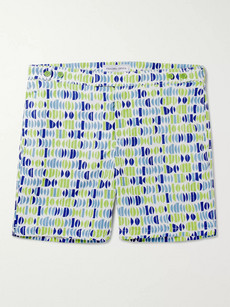 Frescobol Carioca Cacau Mid-length Printed Swim Shorts In Green