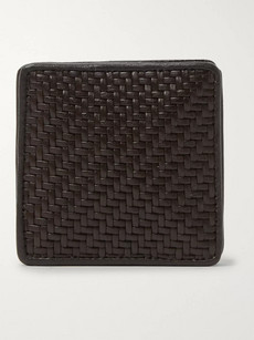Ermenegildo Zegna Pelletessuta Leather Coin Wallet In Brown