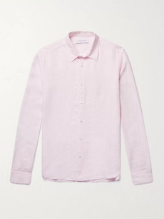 Orlebar Brown Morton Slim-fit Slub Linen Shirt In Pink