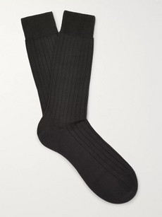 Pantherella Pembrey Sea Island Cotton-blend Socks In Gray