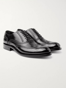 O'keeffe Algy Polished-leather Wingtip Brogues In Black