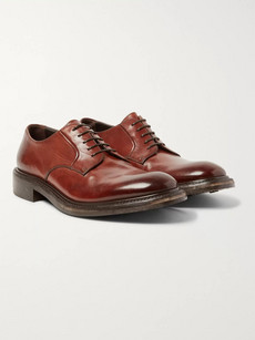 O'keeffe Felix Polished-leather Derby Shoes In Brown