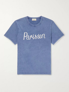 Maison Kitsuné Printed Cotton-jersey T-shirt In Blue