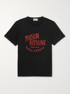 Maison Kitsuné Printed Cotton-jersey T-shirt In Black