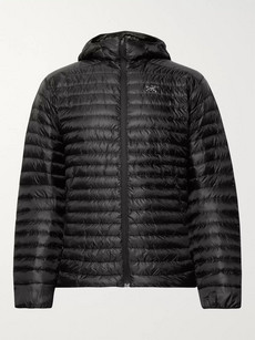 Arc'teryx Cerium Sl Packable Quilted Shell Hooded Down Jacket In Black