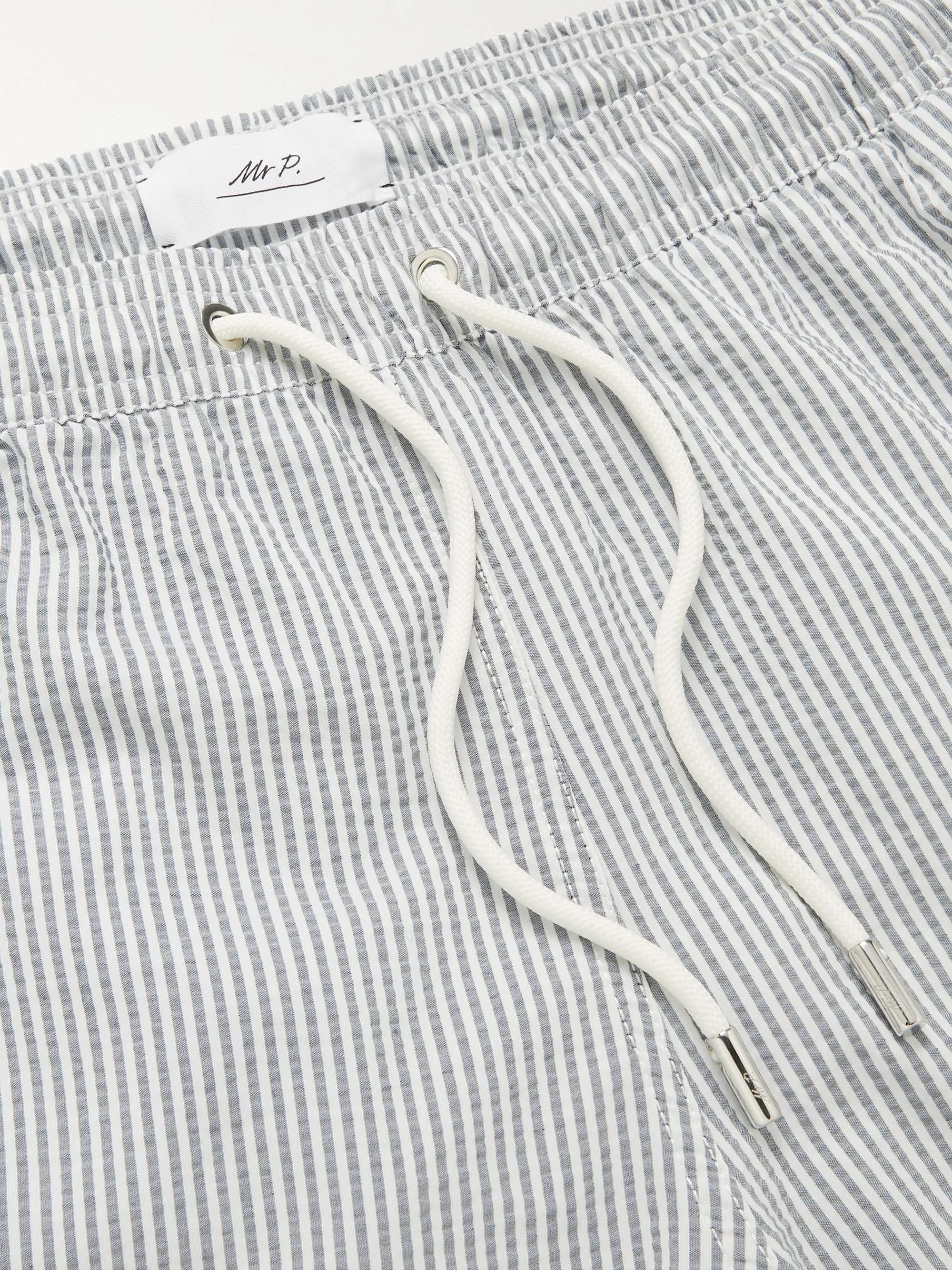 MR P. Mid-Length Striped Cotton-Blend Seersucker Swim Shorts