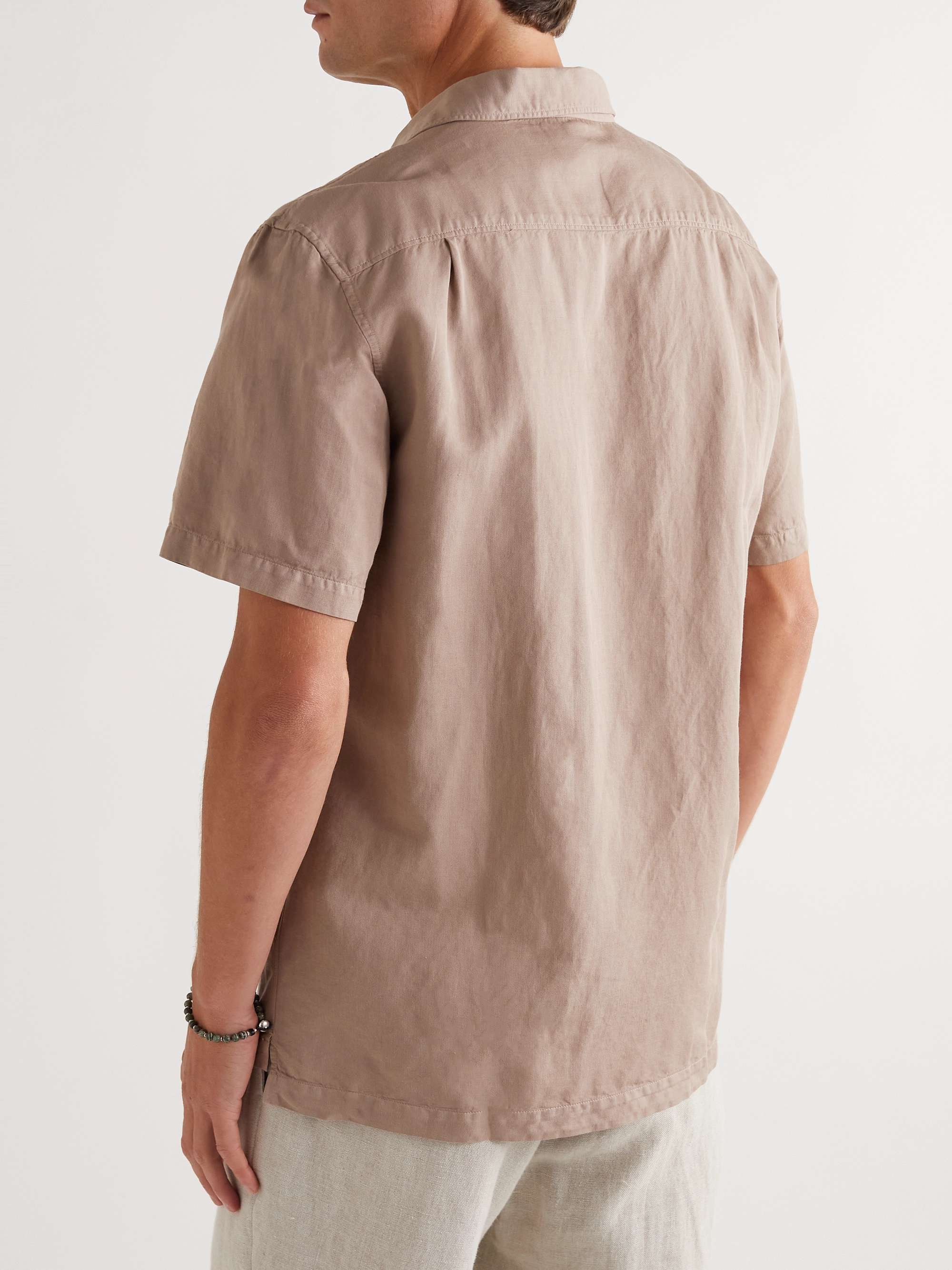 MR P. Convertible-Collar Garment-Dyed Cotton and Linen-Blend Shirt