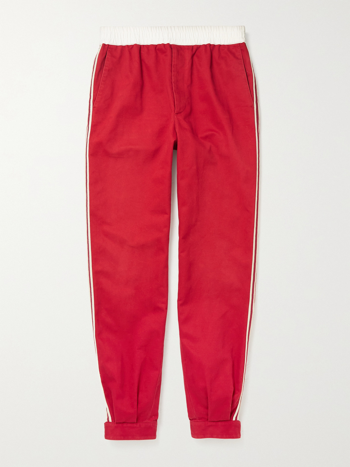GUCCI TAPERED PLEATED COTTON-DRILL TROUSERS