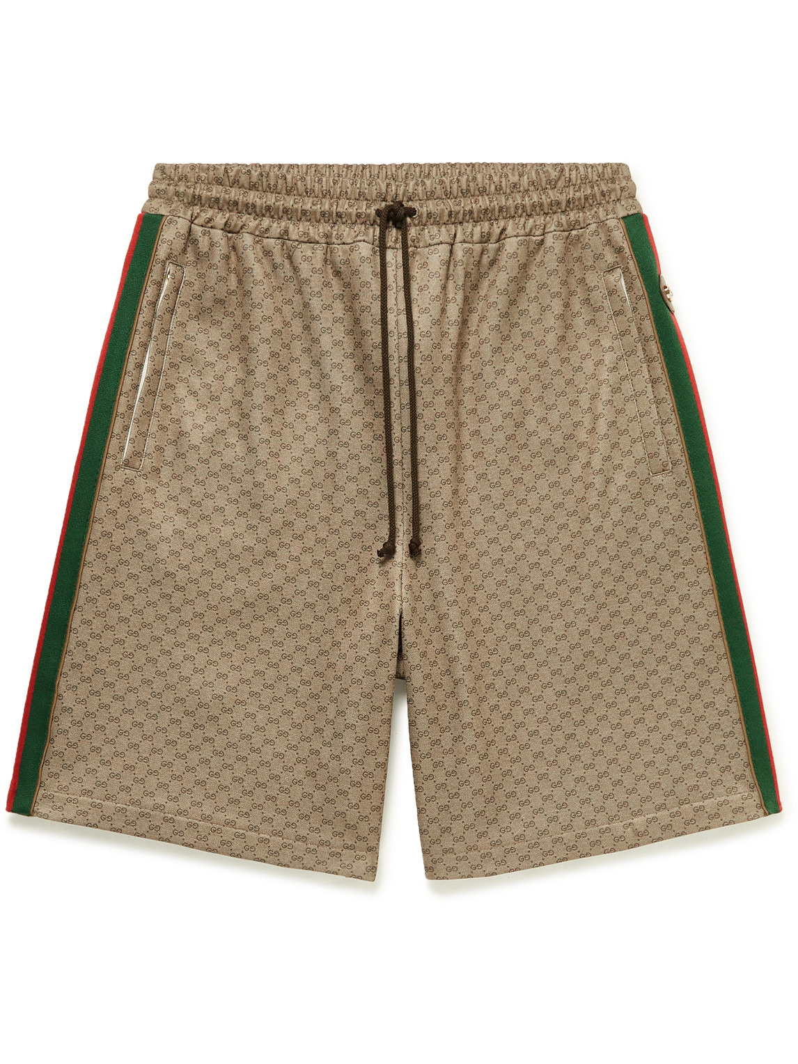 Gucci Wide-leg Striped Logo-jacquard Drawstring Shorts In Unknown