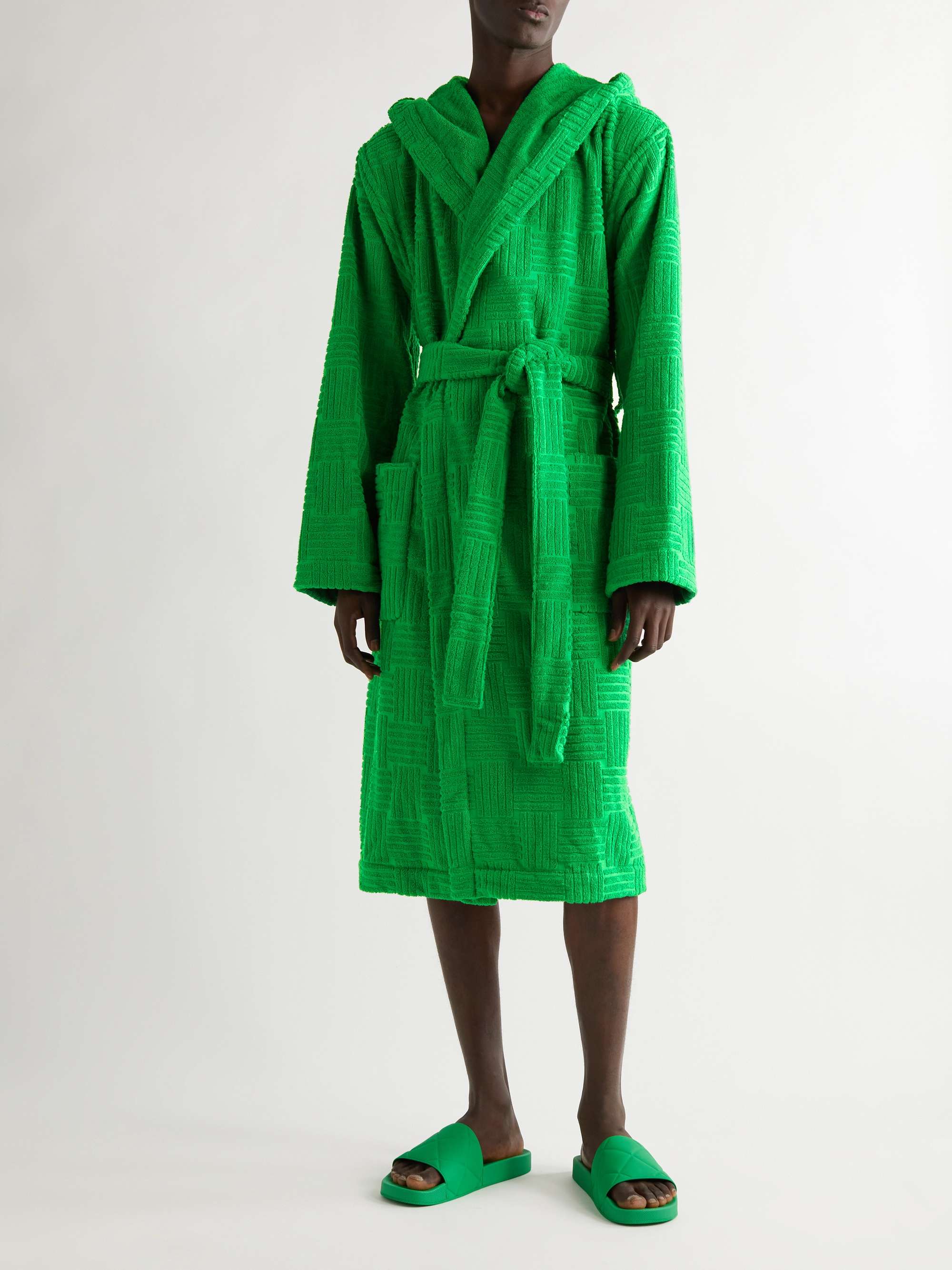 BOTTEGA VENETA Intrecciato Cotton-Terry Hooded Robe