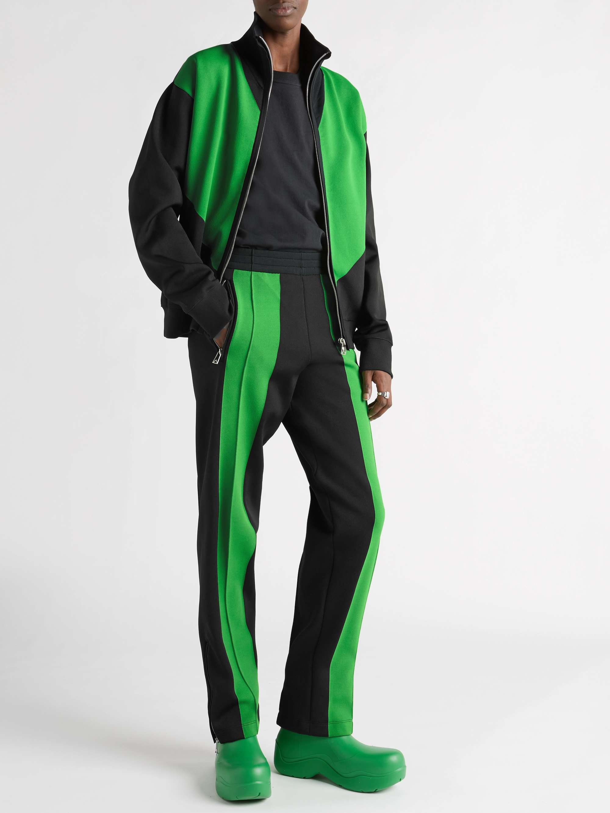 Pleated Panelled Tech-Jersey Track Pants