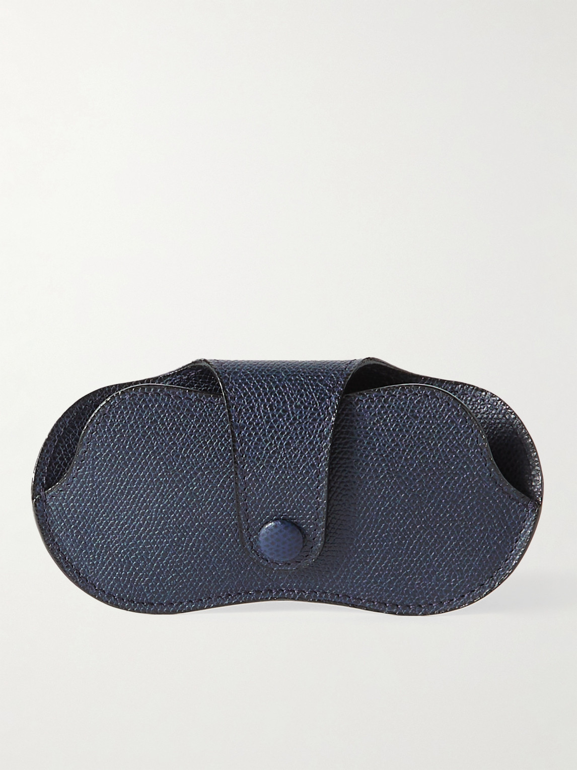 Valextra Pebble-grain Leather Sunglasses Case In Blue
