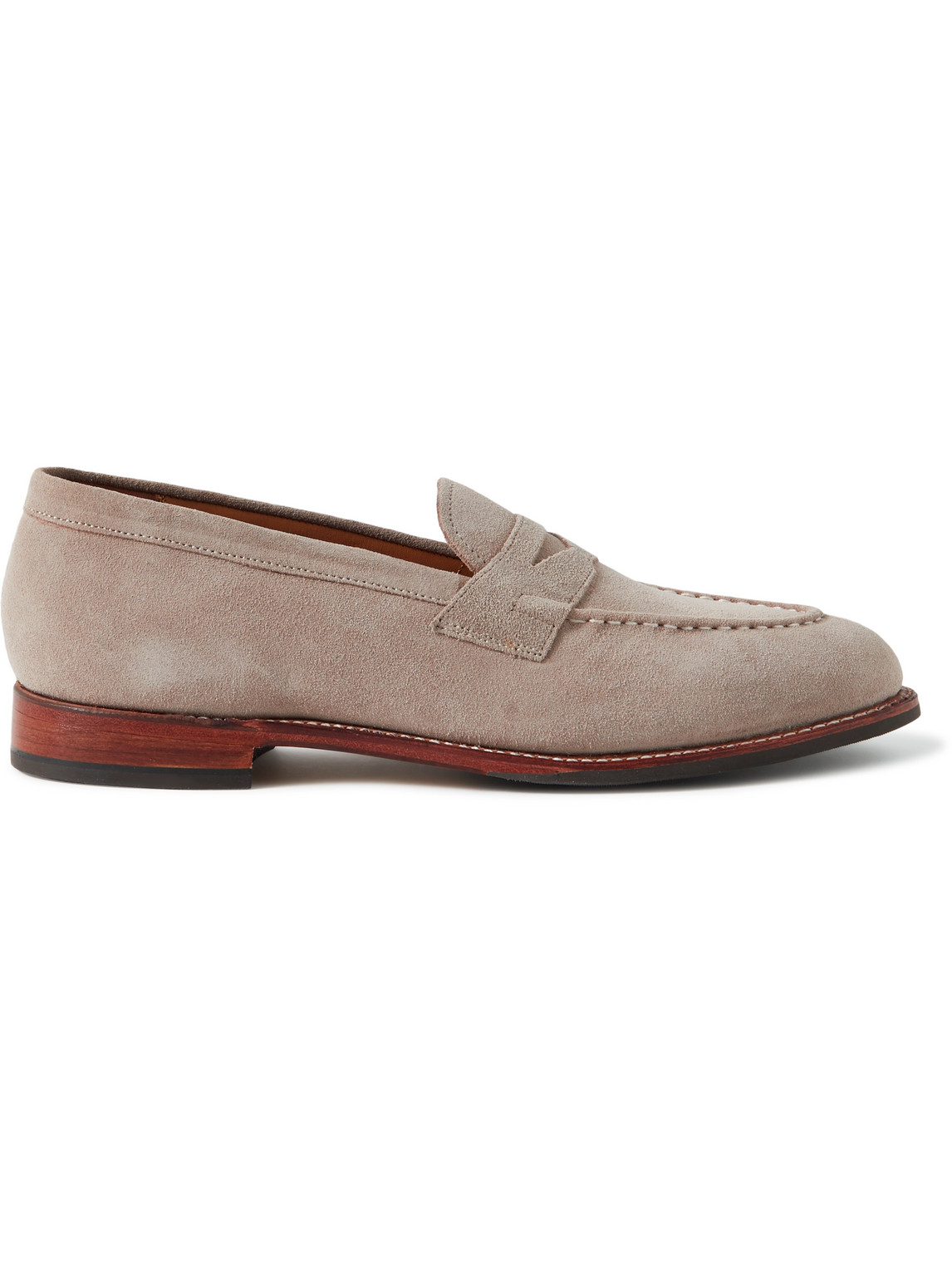 Grenson Lloyd Suede Penny Loafers In Brown