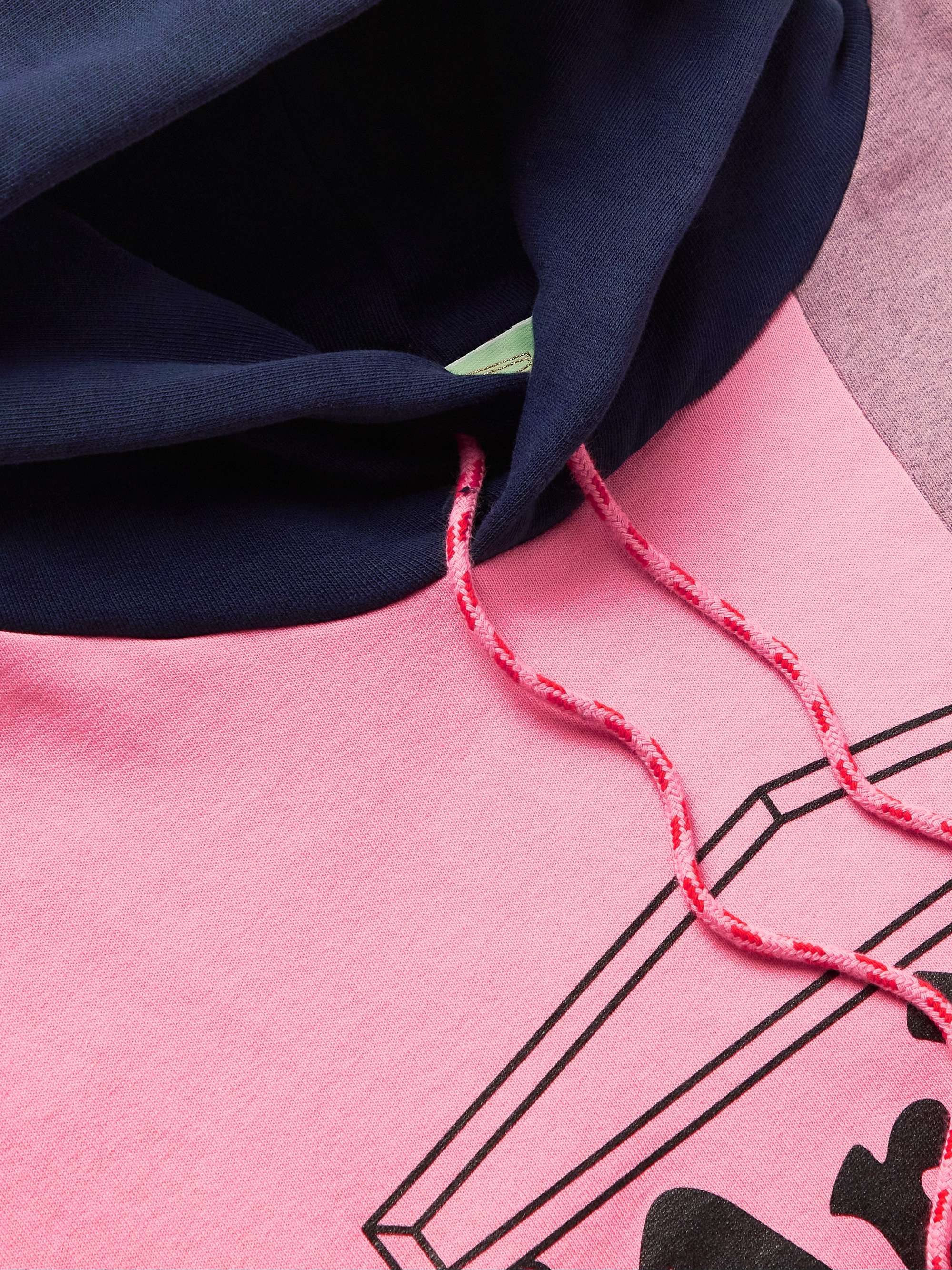 ARIES Panelled Logo-Print Fleece-Back Cotton-Jersey Hoodie