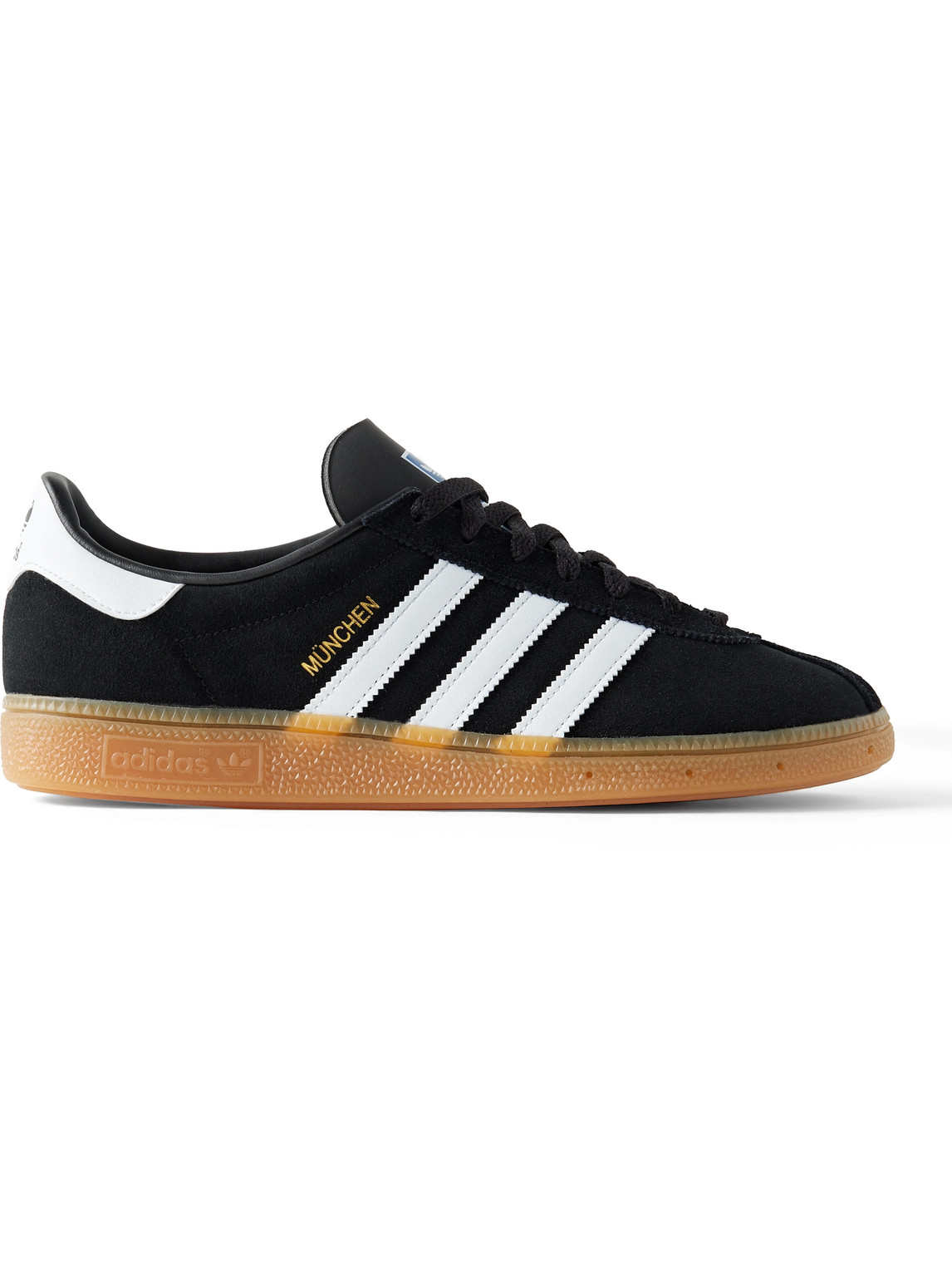 ADIDAS ORIGINALS MUNCHEN LEATHER-TRIMMED SUEDE SNEAKERS