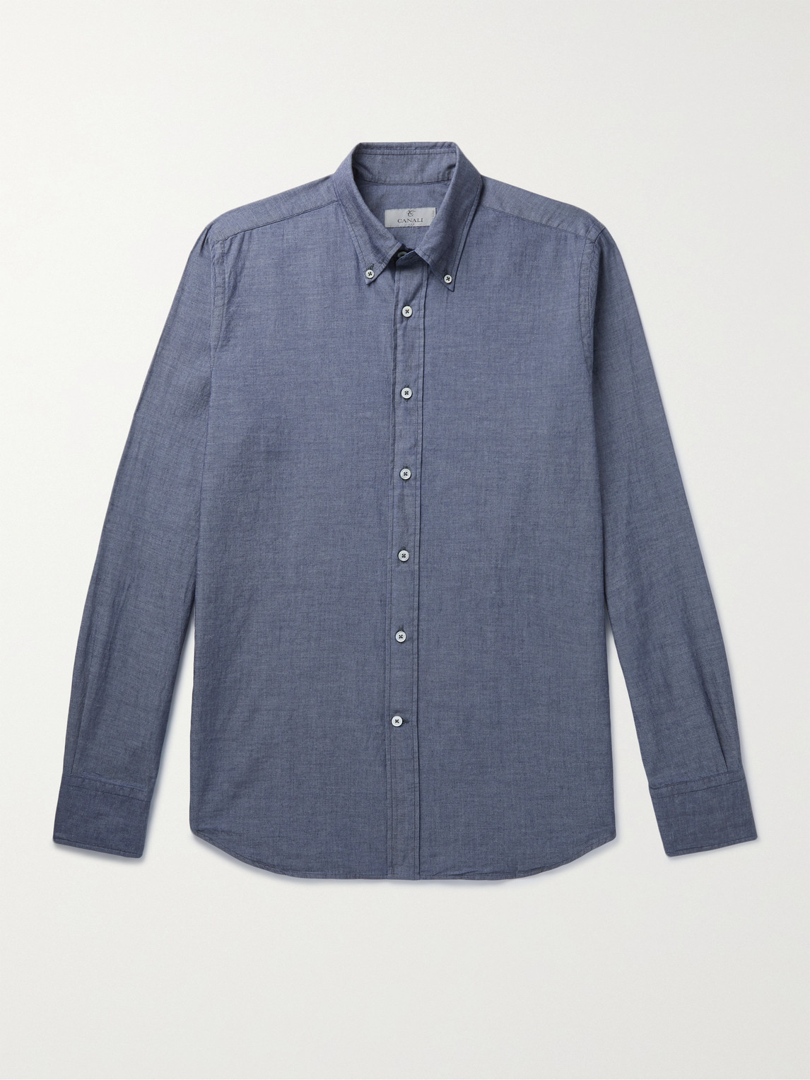 CANALI SLIM-FIT BUTTON-DOWN COLLAR COTTON-CHAMBRAY SHIRT