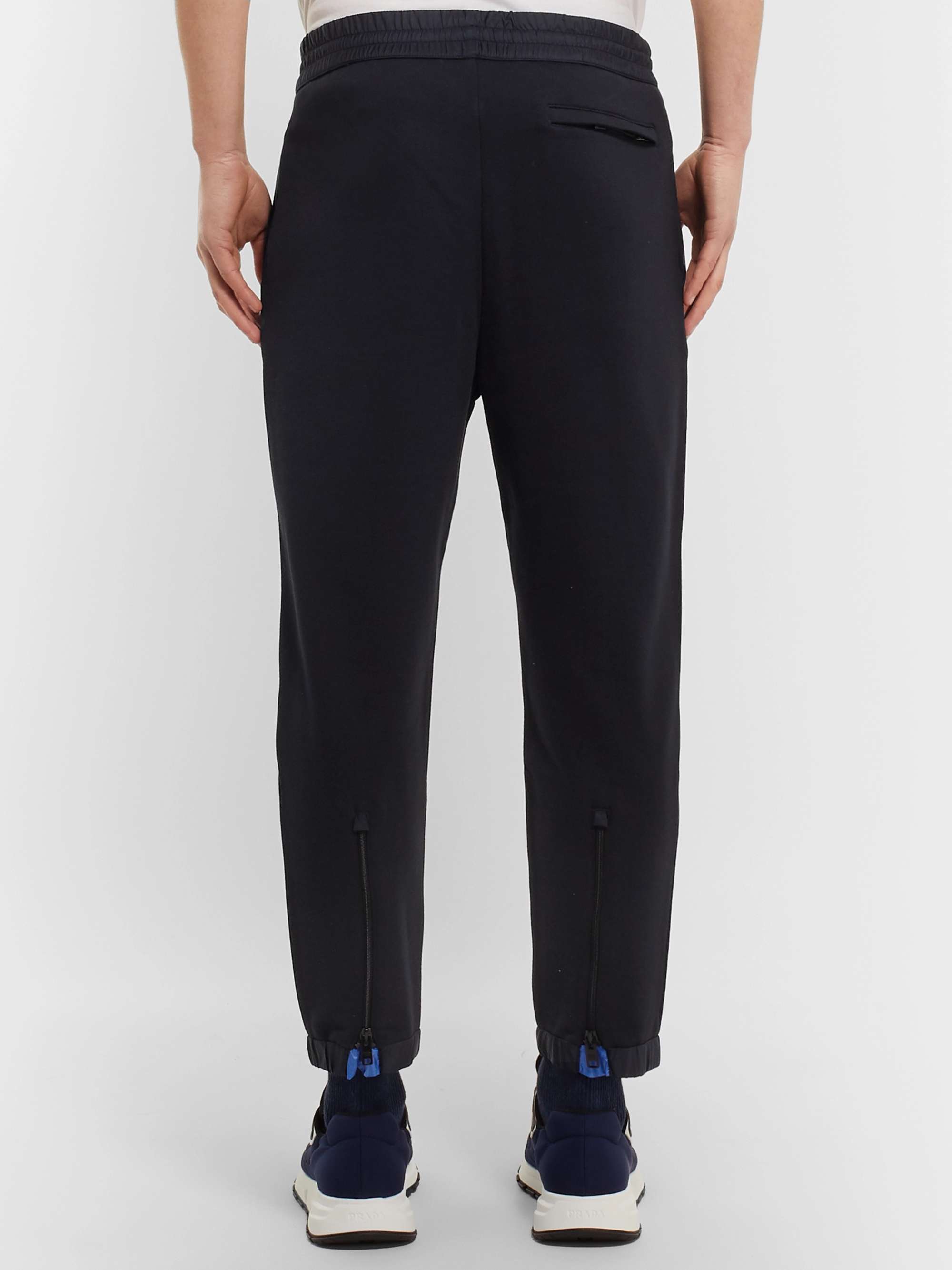 PRADA Slim-Fit Tapered Nylon-Trimmed Loopback Cotton-Jersey Sweatpants
