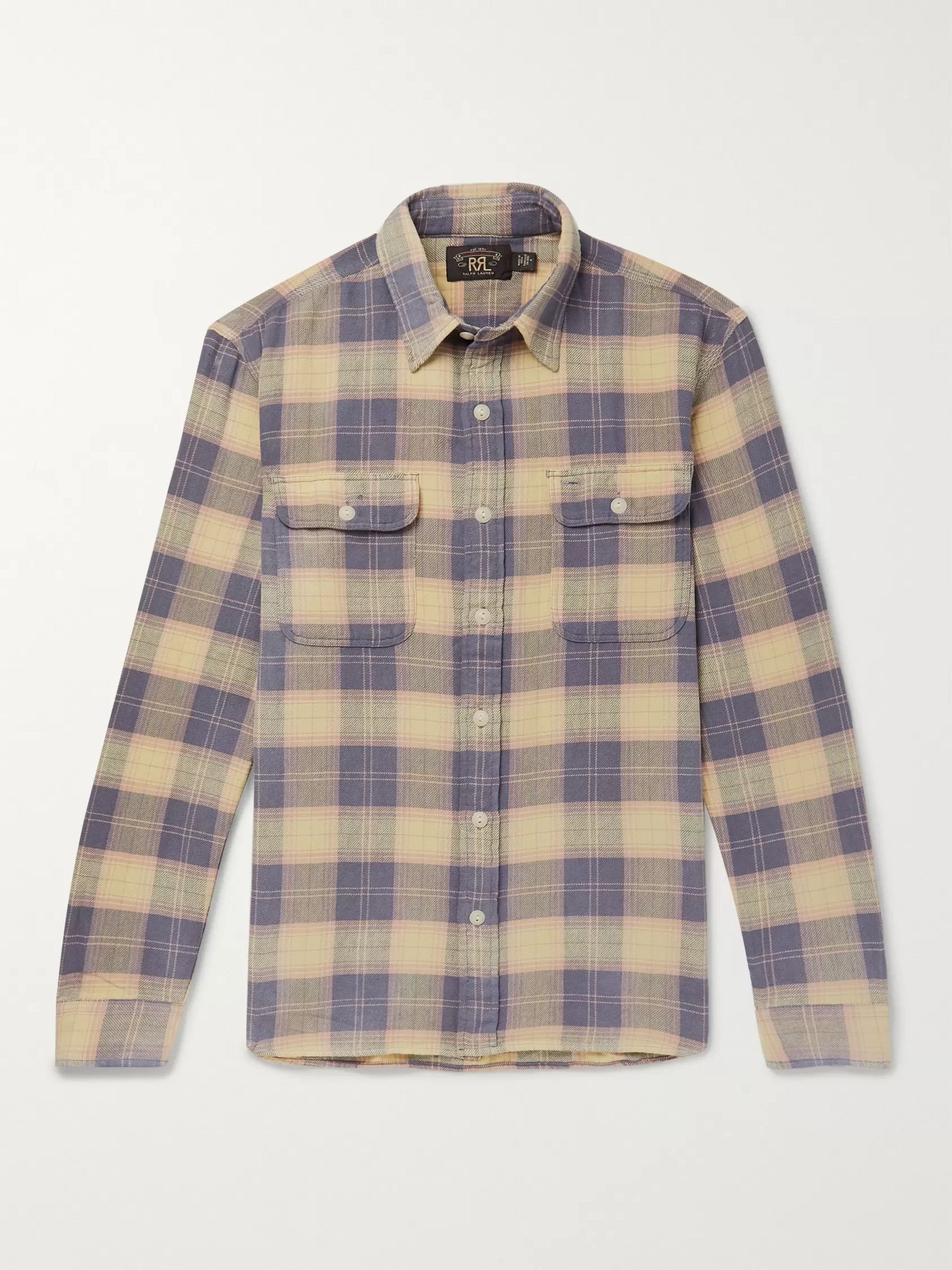 Blue Checked Cotton-Flannel Shirt | RRL 