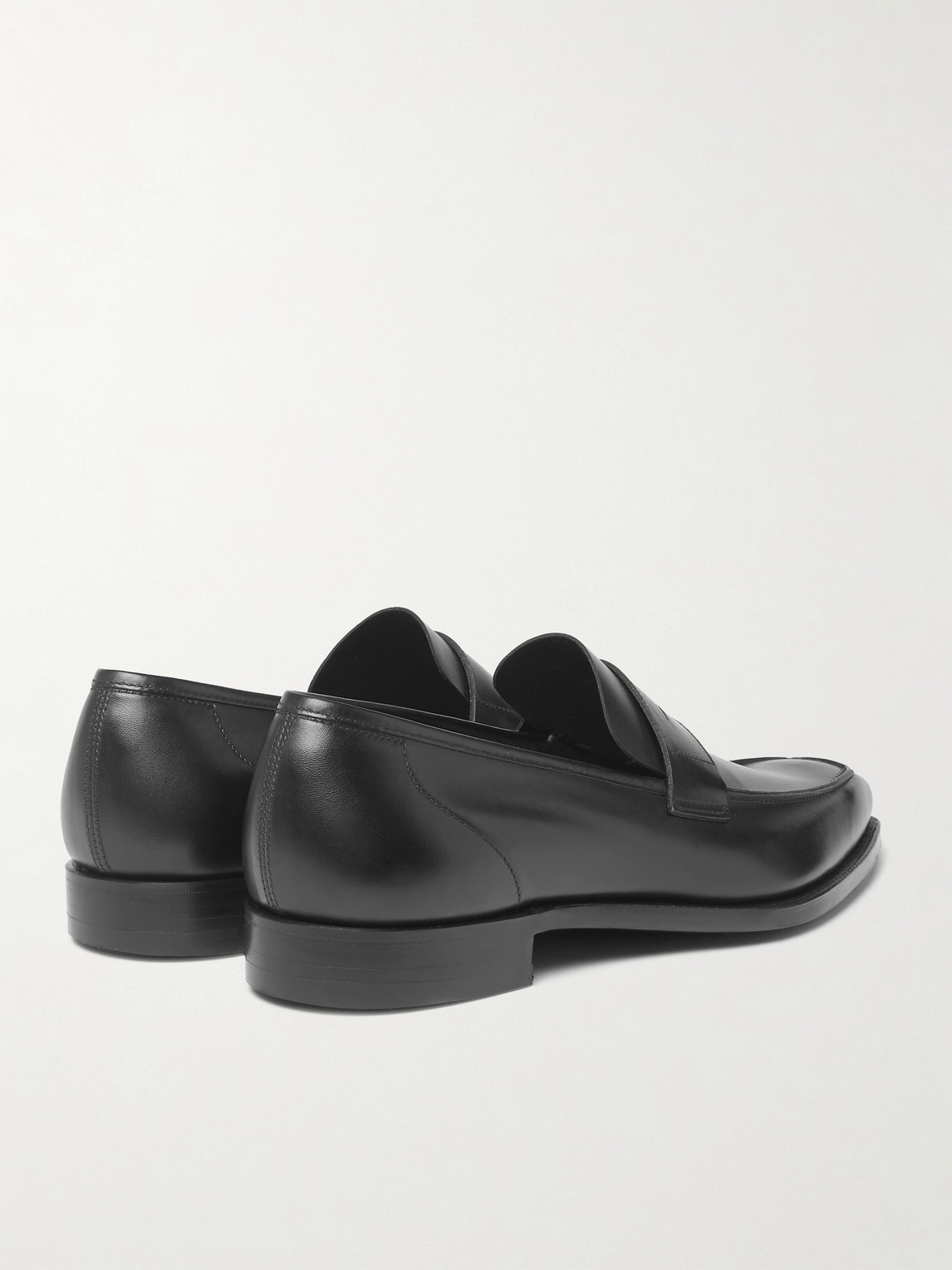 Shop George Cleverley George Leather Penny Loafers In Black