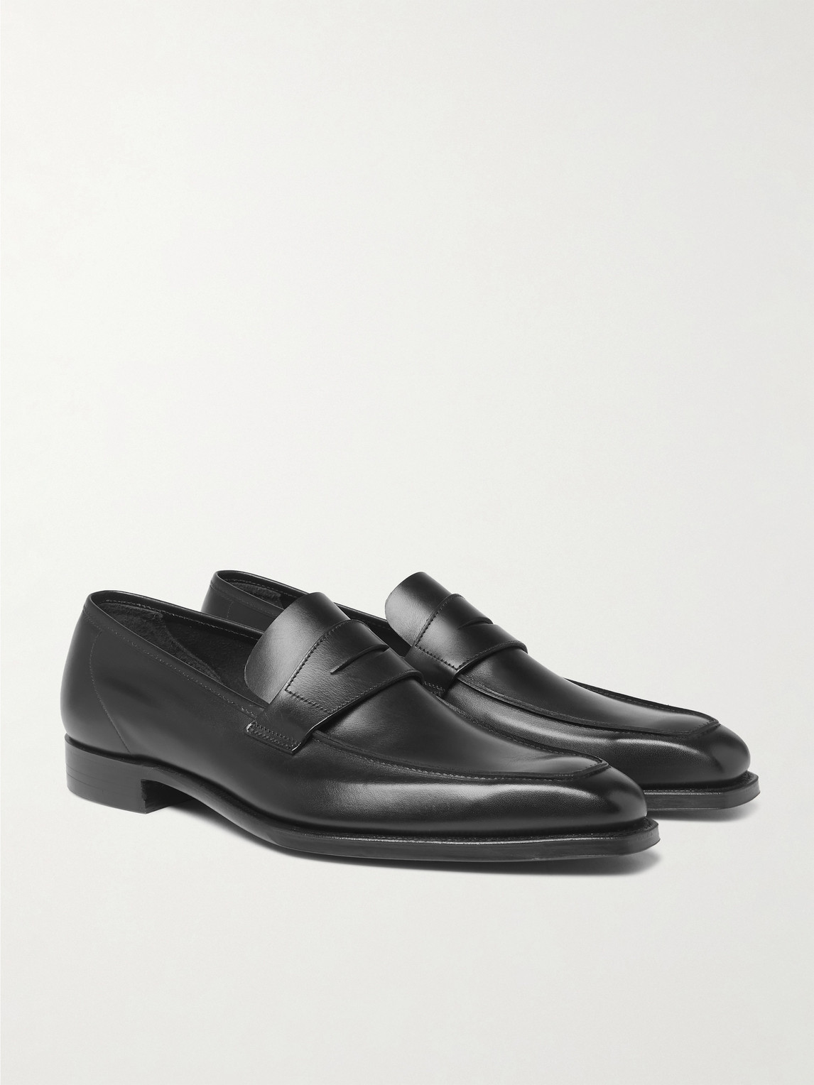 Shop George Cleverley George Leather Penny Loafers In Black