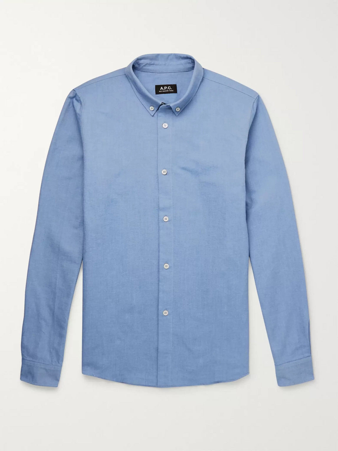 Apc Slim-fit Button-down Collar Cotton Oxford Shirt In Blue