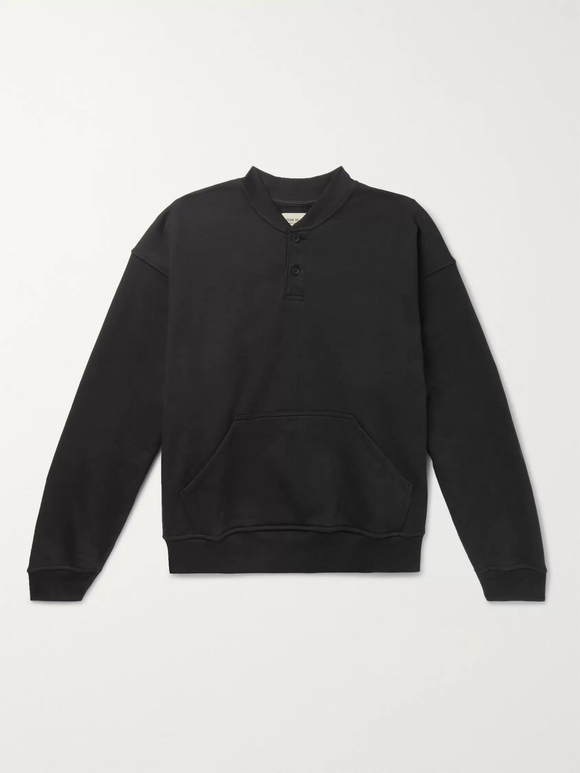 Fear Of God Oversized Loopback Cotton-jersey Henley Sweatshirt In Black