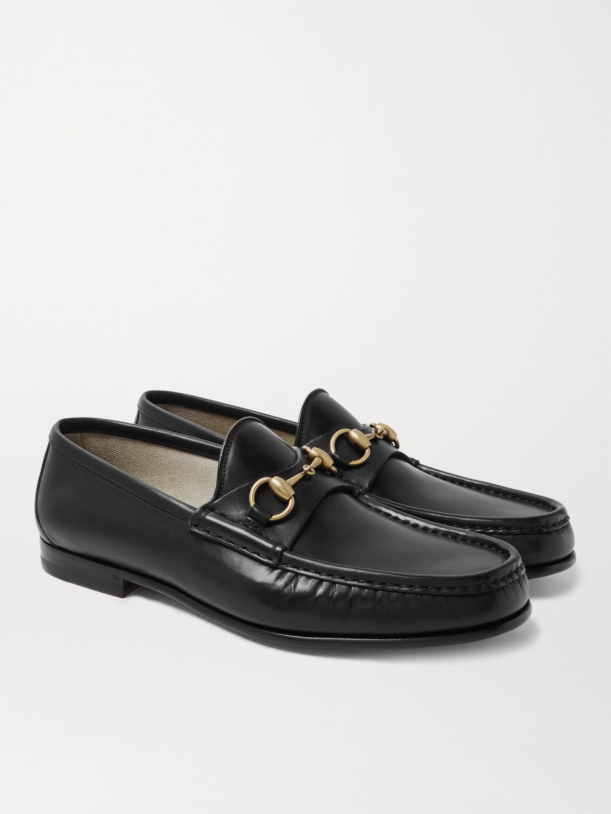 Black Roos Horsebit Leather Loafers 