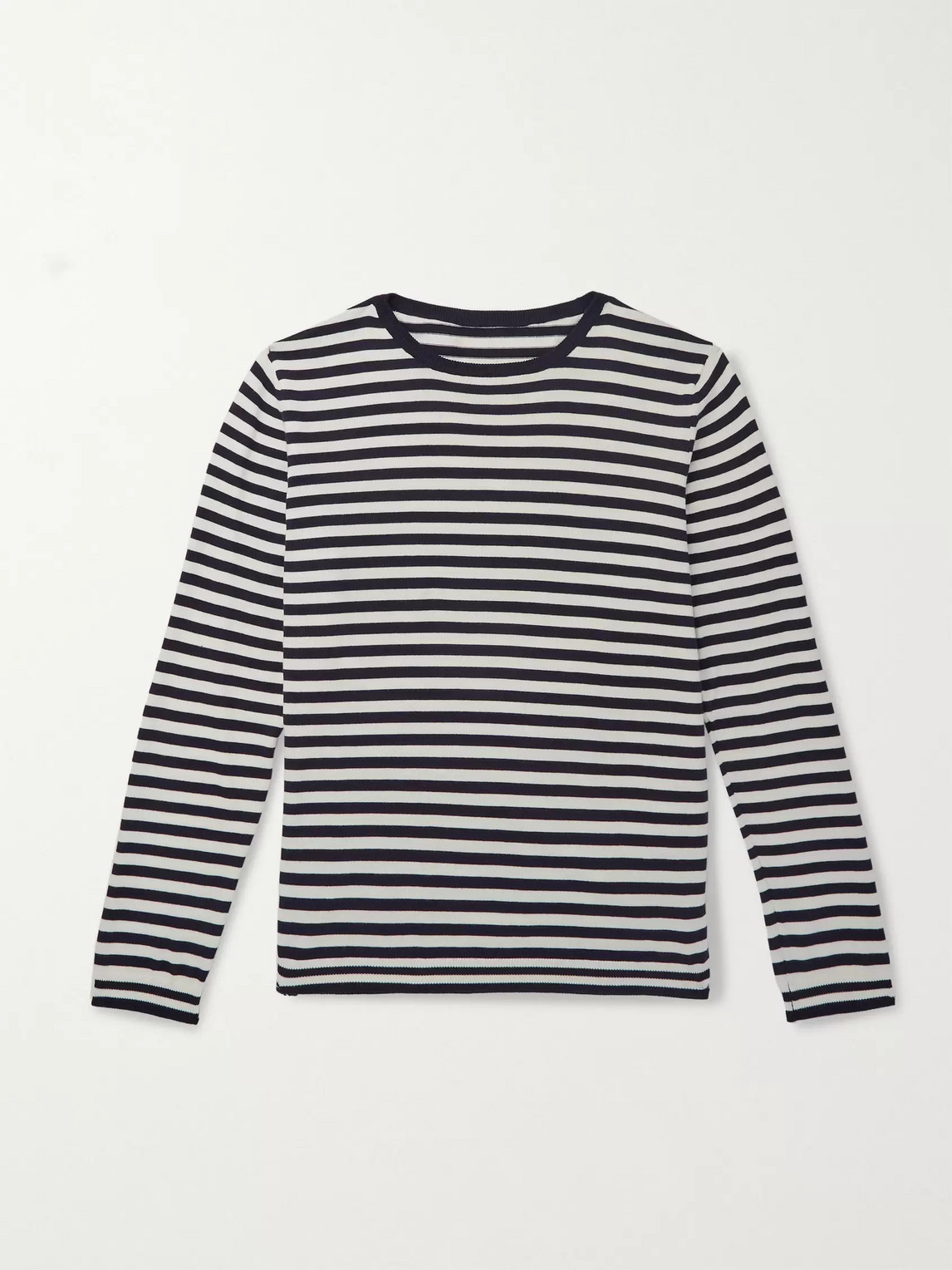 Anderson & Sheppard Striped Cotton Sweater In Blue