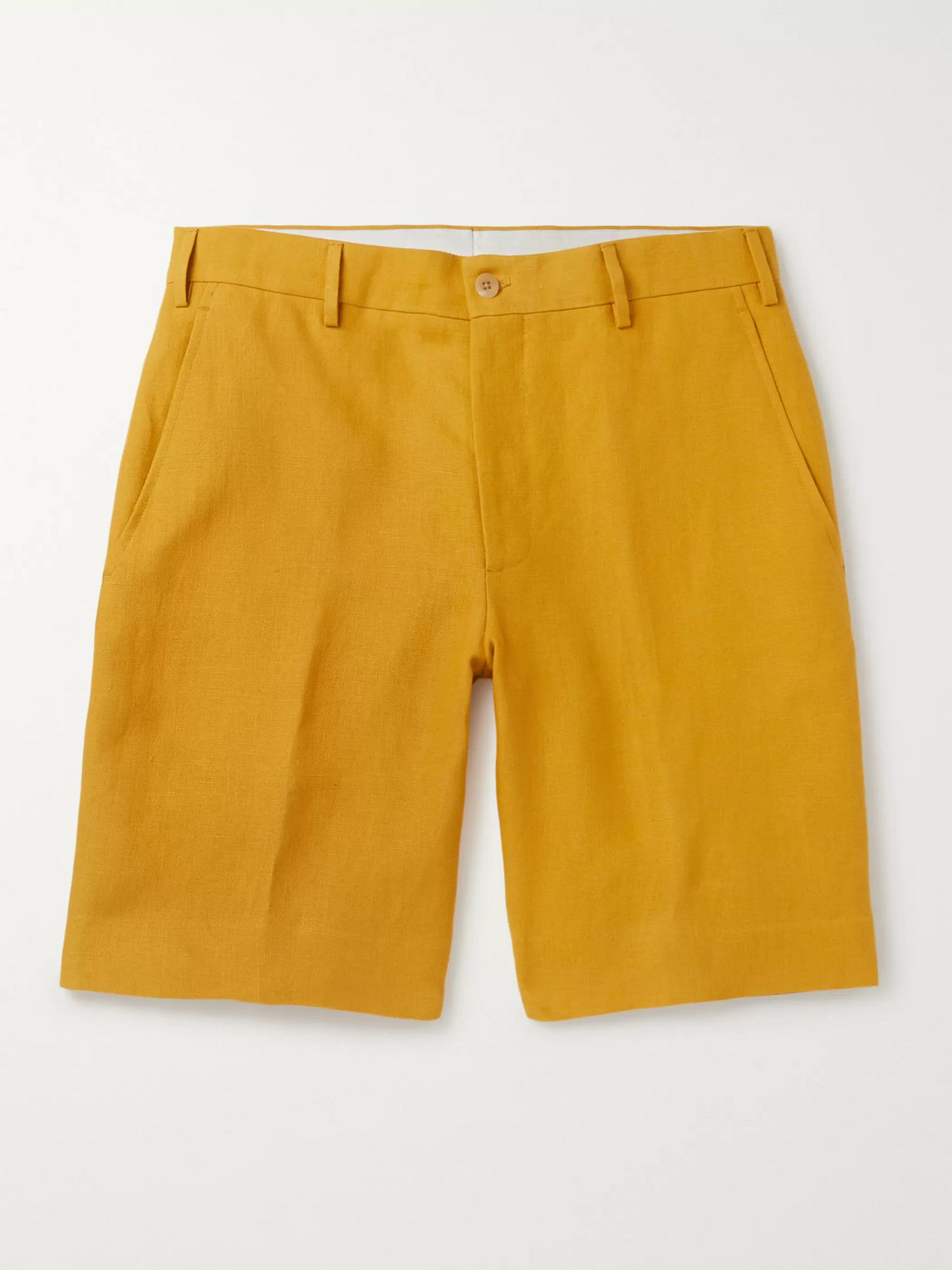 Anderson & Sheppard Linen Shorts In Yellow